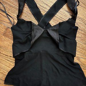 couture donna karan balletcore goth wool jersey coquette top